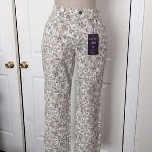 Gloria Vanderbilt Amanda Beige Floral Pants